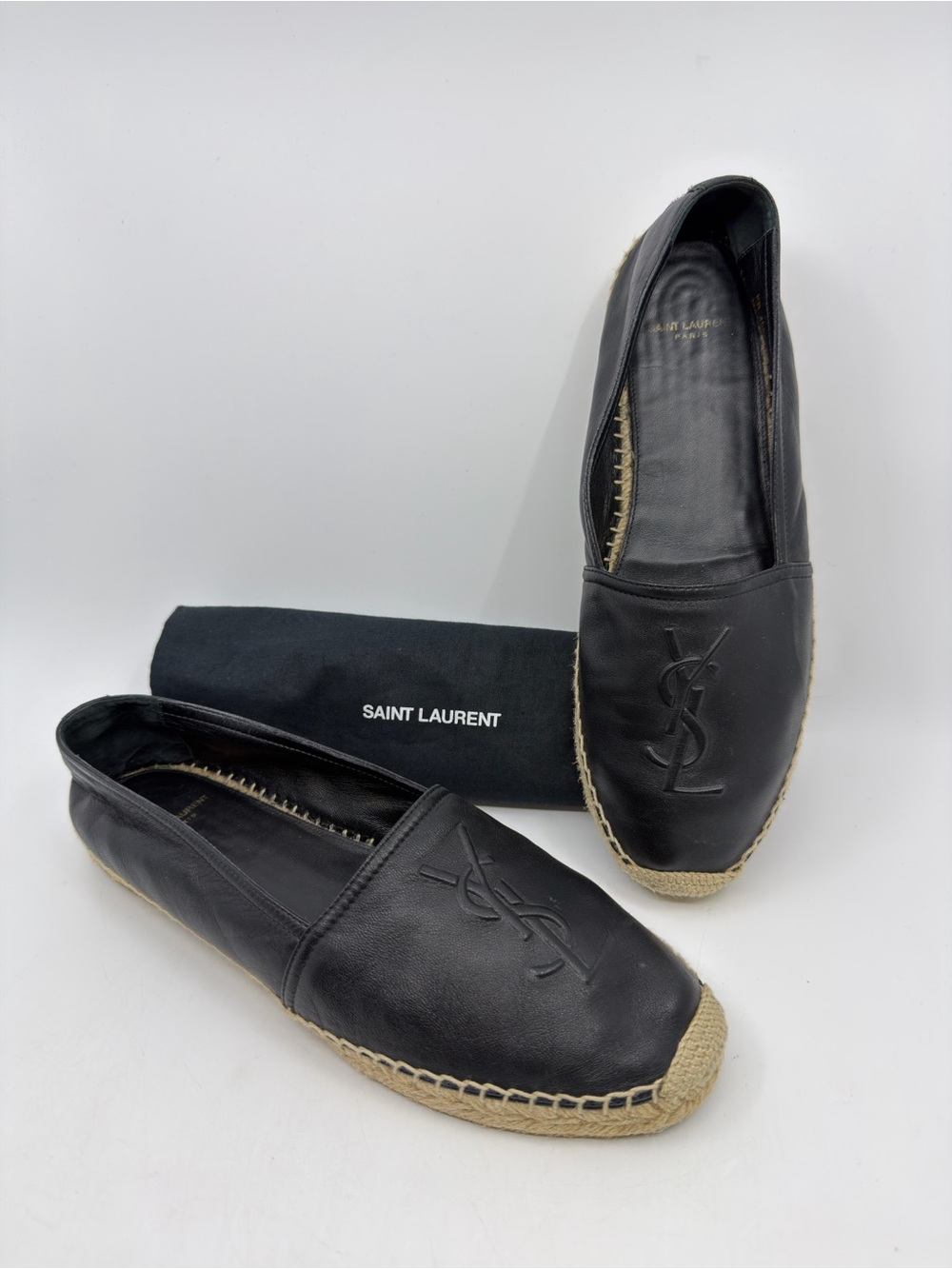 YSL Saint Laurent Logo Espadrille Flat